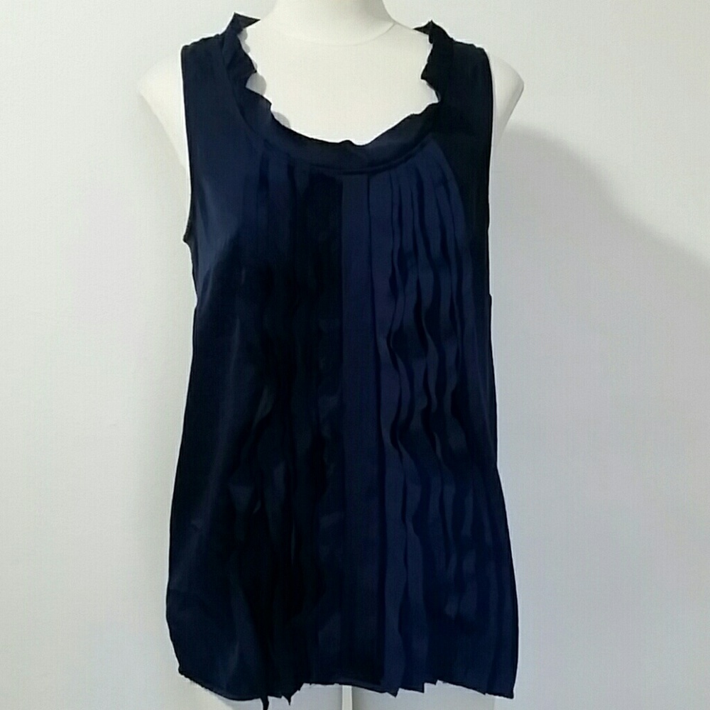 Ann Taylor Loft sleeveless ruffle front top